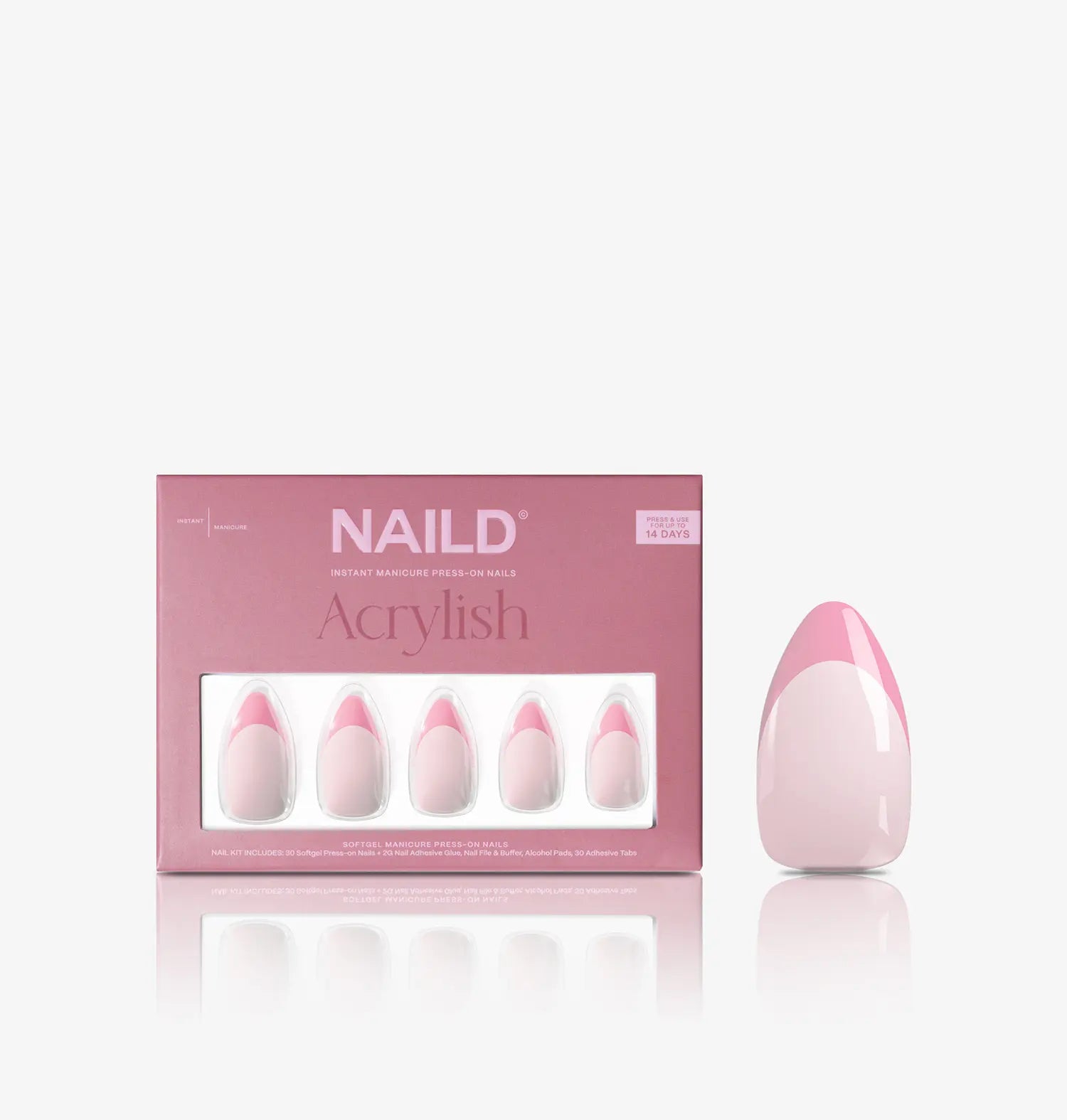 French Pink almond Press On Nails (inkl. Nagelkleber)