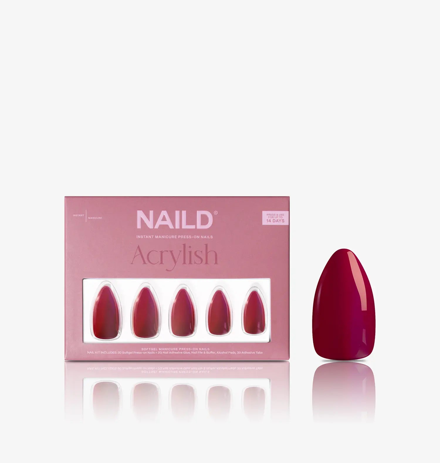 Ruby glazed almond Softgel Press On Nails (inkl. Klebesticker & Nagelkleber)