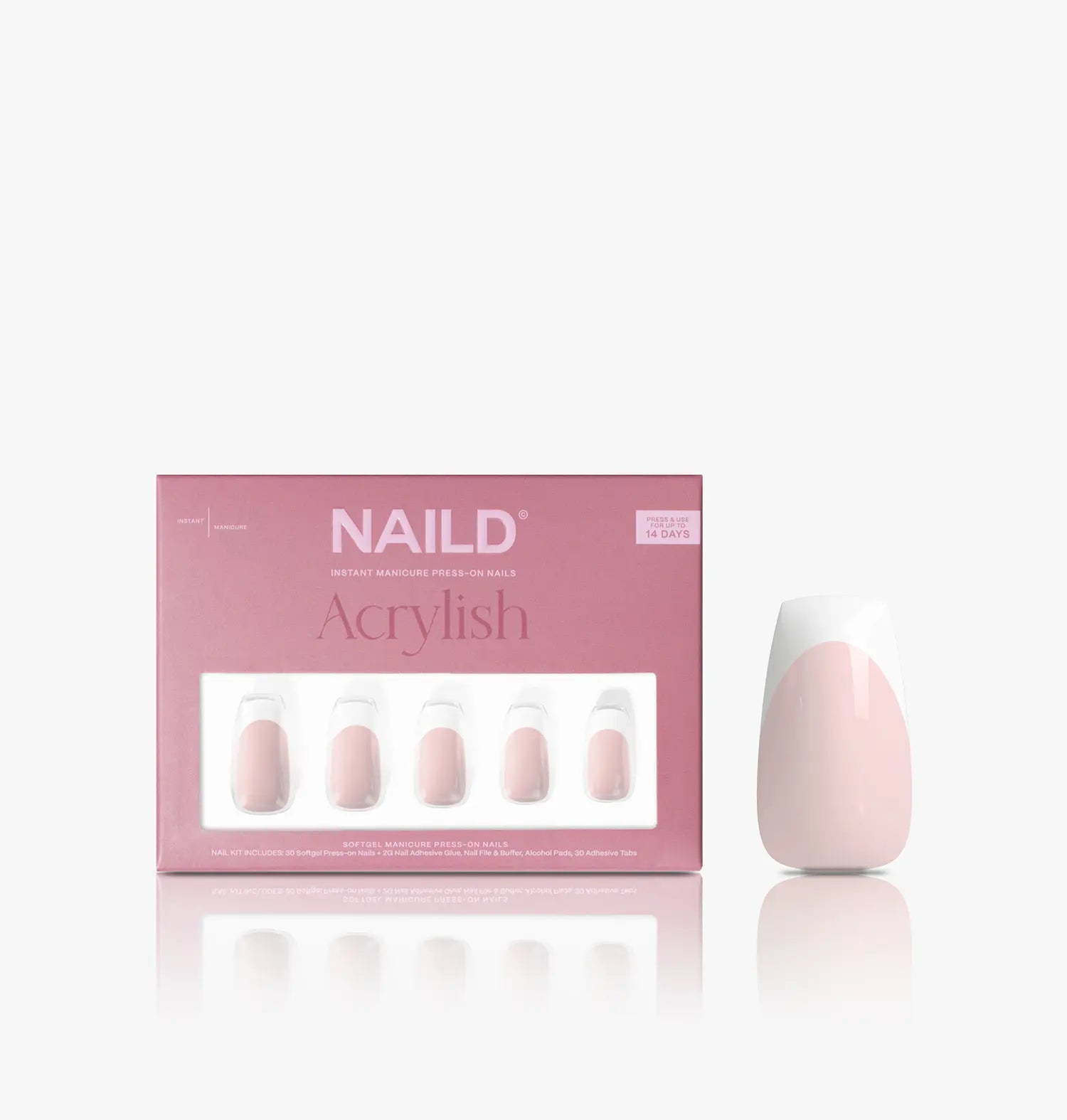 French white coffin Softgel Press On Nails (incl. colla per unghie)