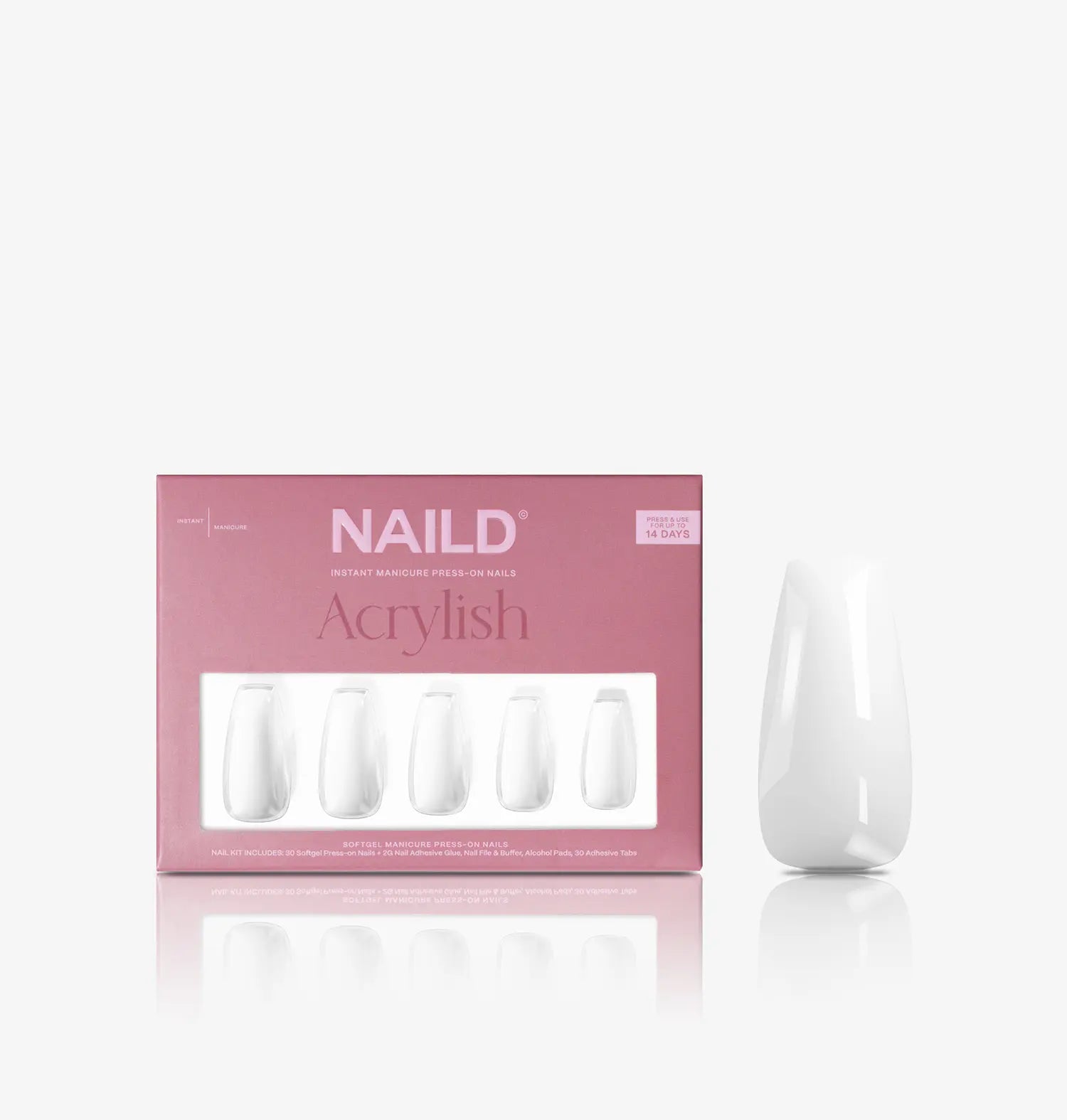 WHITE ACRYLISH (extra long) artificial nails (NEW)