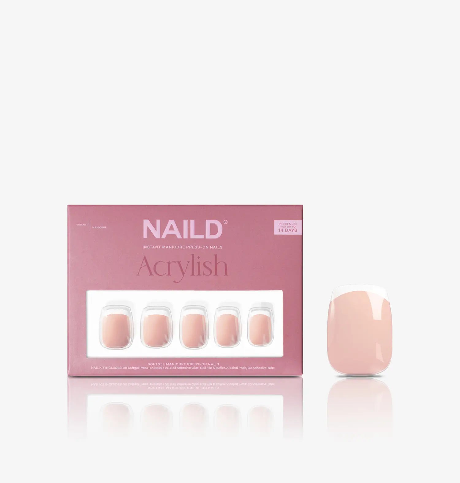 Micro french short square Softgel Press On Nails (inclusi adesivi e colla per unghie)