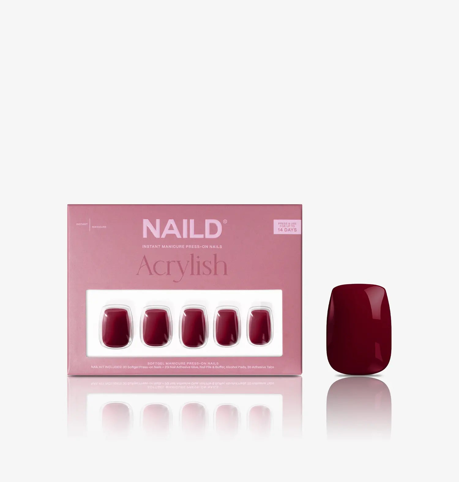 Wine short s square Softgel Press on Nails (inkl. Klebesticker & Nagelkleber)