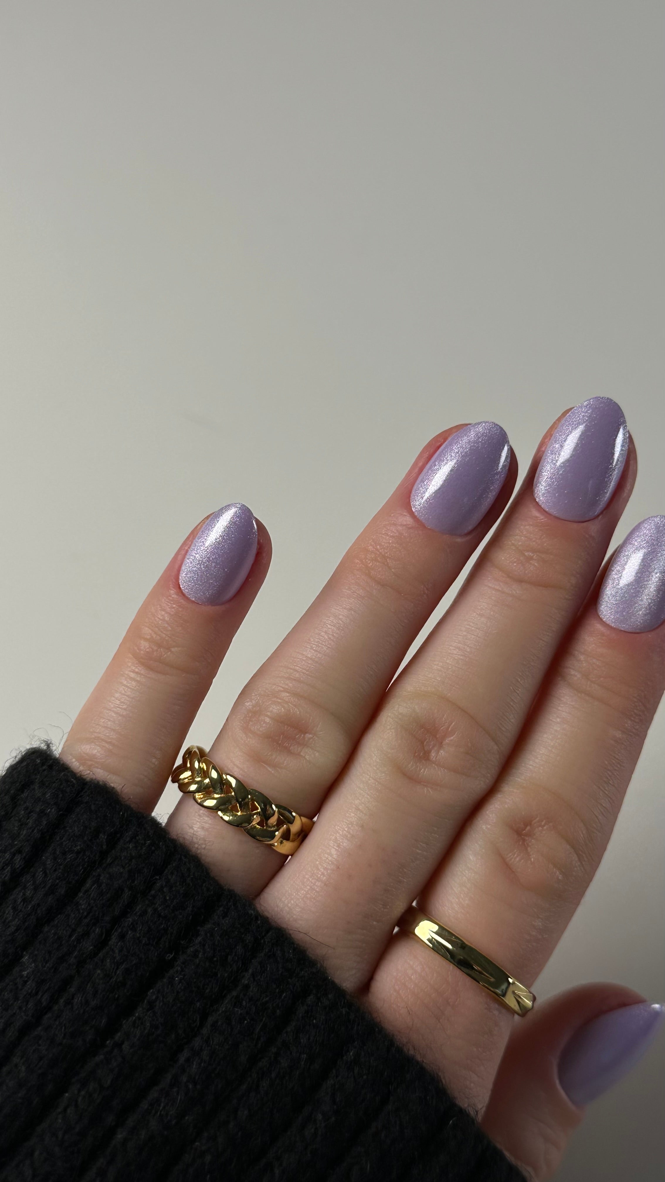 Lilac cateye short s rounded Softgel Press on Nails (inkl. Klebesticker & Nagelkleber)