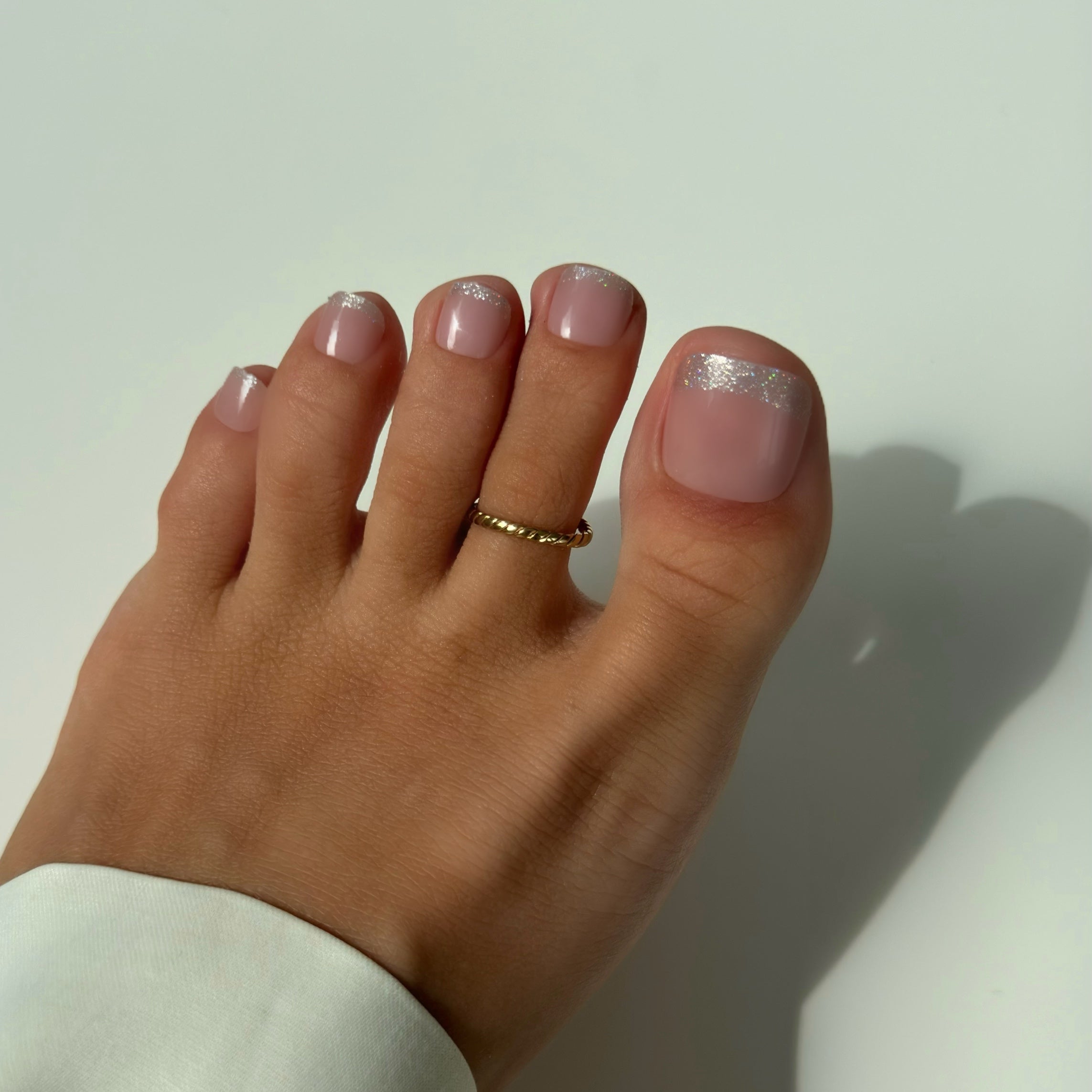 French Glitter Toe Press On Nails (Doppelter Inhalt)