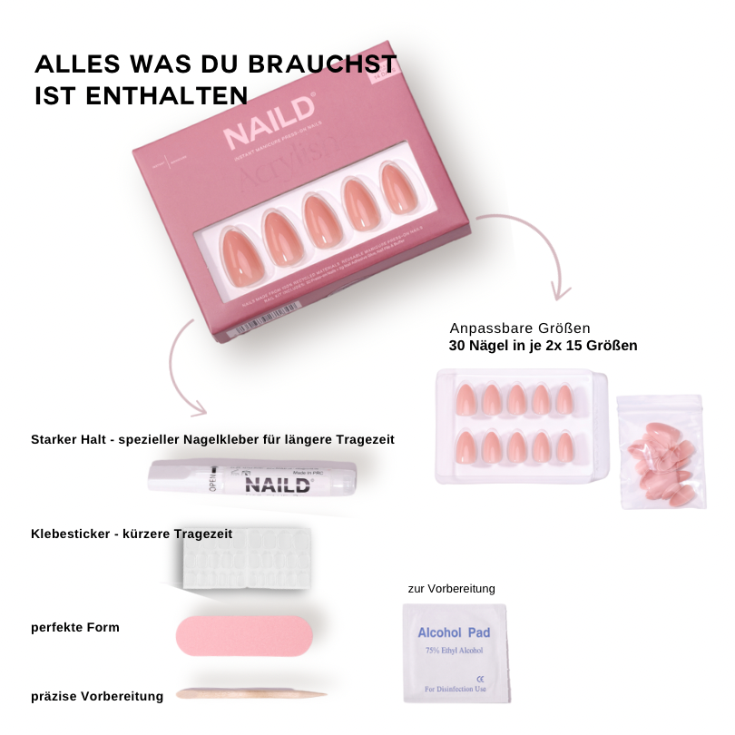 Milkshake round Softgel Press on Nails (inkl. Klebesticker & Nagelkleber)