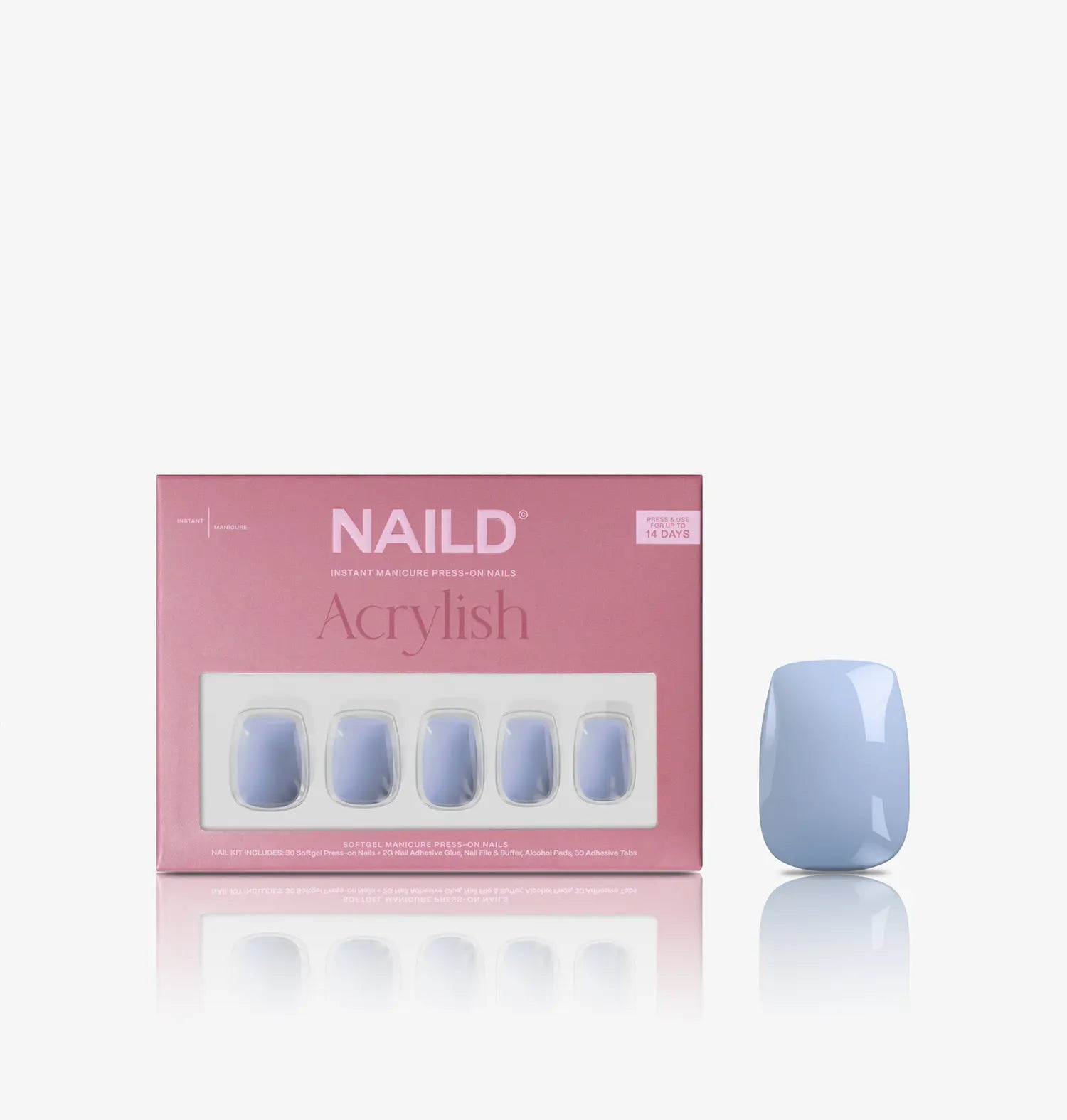 Misty blue short square Softgel Press on Nails (inkl. Klebesticker & Nagelkleber) Limitiert