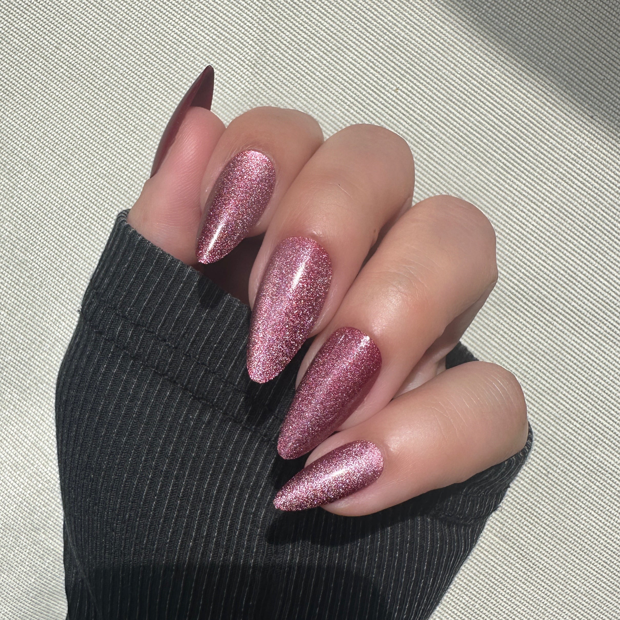 Red Wine Glitter Almond extra-long Press on Nails (LIMITED EDITION)