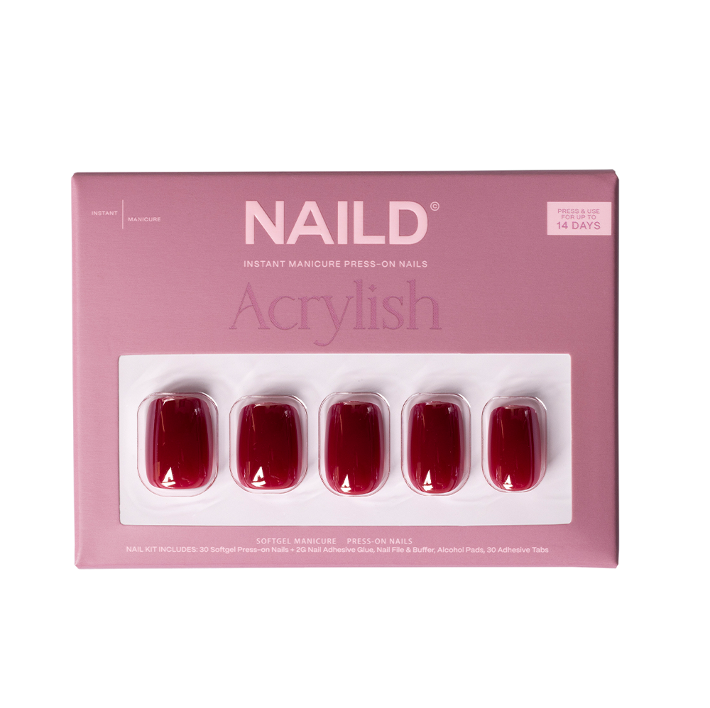 Ruby glaze short s square Softgel Press On Nails (inkl. Klebesticker & Nagelkleber)